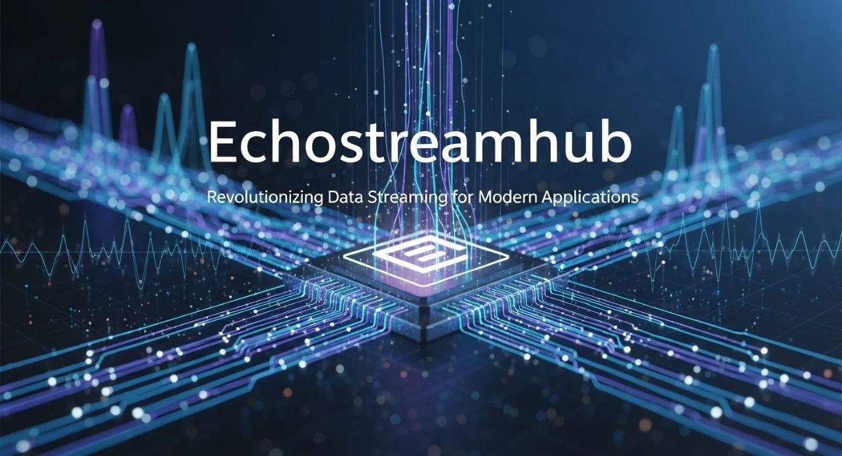 Echostreamhub platform dashboard showing real-time data streaming, adaptive performance monitoring, and secure content management interface.