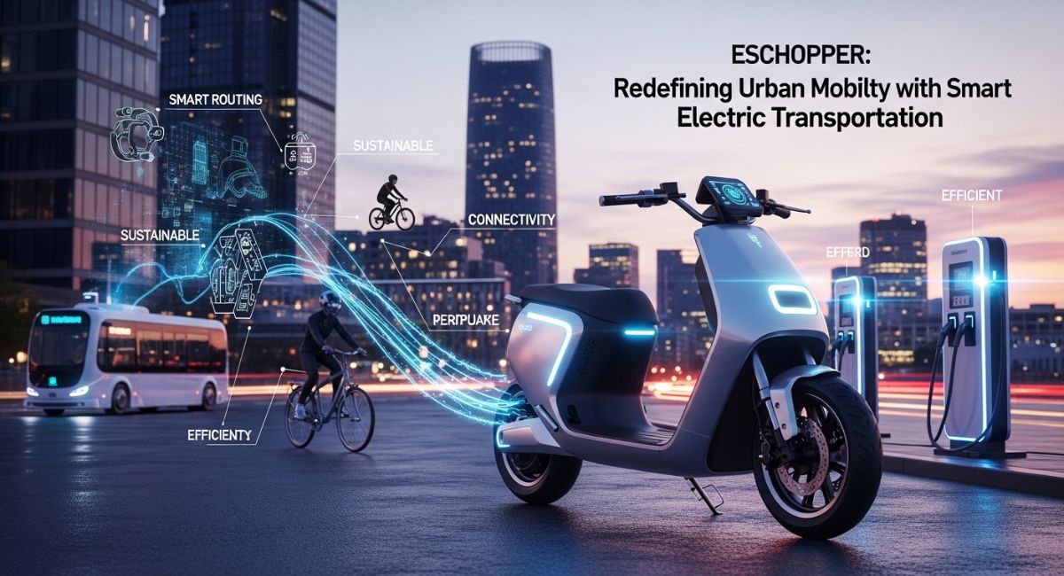 Eschopper electric scooter parked on modern city street
